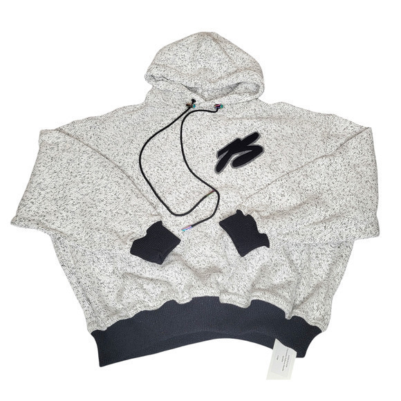 BOSSI Sportswear Men's Pullover Drawstring Hoodie Black/White‎ size L Streetwear